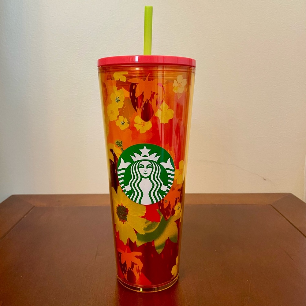 NEW STARBUCKS STRAWBERRY COLD CUP STRAW Travel Tumbler Siren Flower Fruit 24 oz